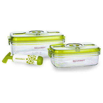 3-Piece Rectangular Vaccum Food Container Set