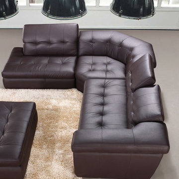397 Modern Chocolate Italian Leather Sectional Sofa