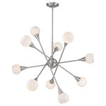 Z-lite - Z-Lite 616-10C-BN-LED Ten Light Pendant Tian Brushed Nickel - Bold modern lines paired with soft and elegant detailing define the unique Tian collection. The Brushed Nickel finish paired with Matte Opal globe shades contemporize the Tian Collection.