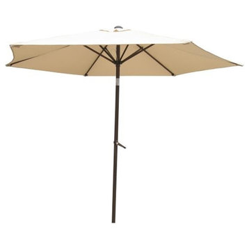 St. Kitts Aluminum Tilt and Crank 8' Outdoor Umbrella, Bronze/Beige