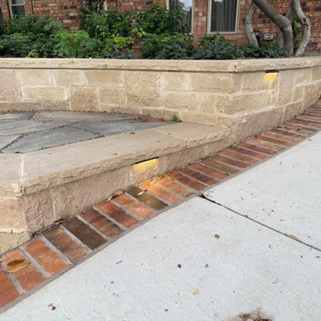 Retaining Wall Brick Border Walkway Landscape Lighting