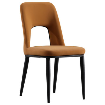 Orange Dining Chair Loop Backrest Armless Chair Carbon Steel in Black (Set of 2)