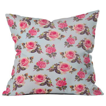 Allyson Johnson Pink Roses Outdoor Throw Pillow