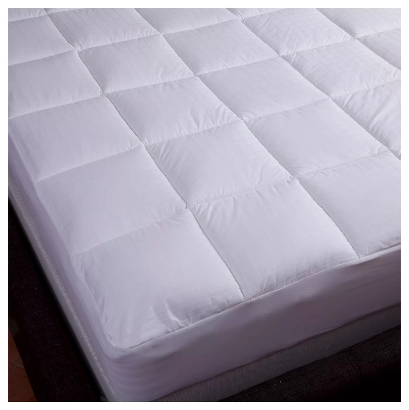 Candice Olson Windowpane Pattern Mattress Pad, White - Modern ...