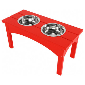 WestinTrends Elevated Modern Pet Stand Feeder for Cats & Dogs, Stainless Bowls, Red
