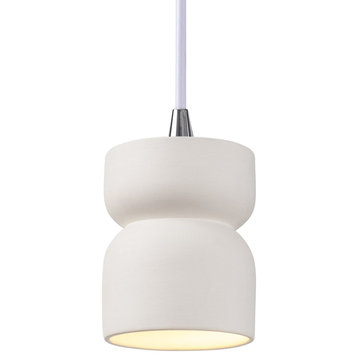 Justice Radiance 1-Light Hourglass Pendant CER-6500-BIS-CROM-WTCD, Bisque