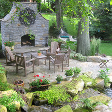 outdoor stone fireplace