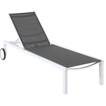 Windham Adjustable Sling Chaise, White/Gray