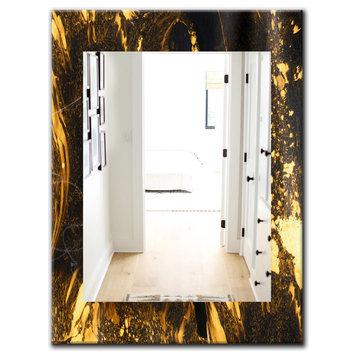 Designart Marbled Yellow 9 Glam Wall Frameless Vanity Mirror, 28x40