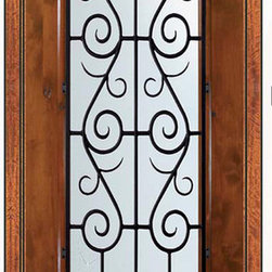 Prehung Single Door 96 Wood Alder St. Charles 3/4 Lite Wrought Iron - Front Doors