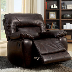 STALLION CM6319-CH RUSTIC DARK BROWN TOP GRAIN LEATHER MATCH RECLINER - Recliner Chairs