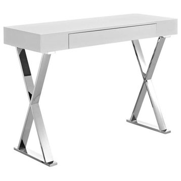 Modway Sector Modern Style Stainless Steel Console Table in White