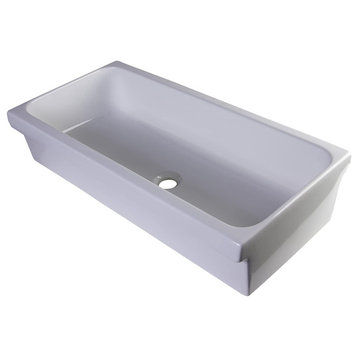 Contemporary Bathroom Sink, Fireclay Construction With Rectangular Shape, White