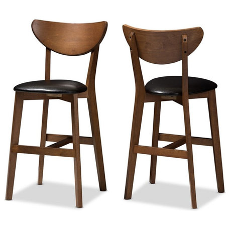 Baxton Studio Eline 25" Counter Stool in Black and Brown (Set of 2)