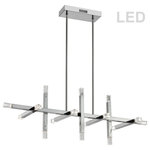 Dainolite - Contemporary Linear Chandelier Francesca 64W, Polished Chrome - 40" Polished Chrome Francesca Chandelier. This 64W integrated LED is recommended for the ceiling in a Foyer or Hall. It is covered by a 5 Years Warranty and is suitable for either a residental or commercial space.