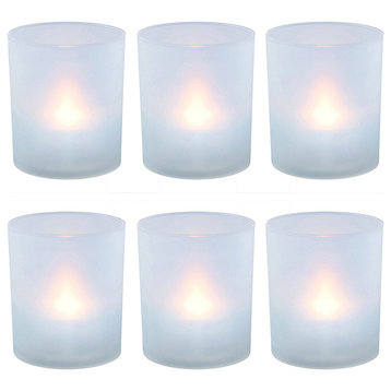 Battery Operated Led Lights in Frosted Votive Holders, Warm White, Set of 6