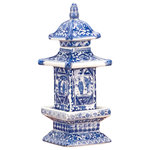 Danny's Fine Porcelain - Blue and White Pagoda - Lovely small blue and white porcelain pagoda jar. For blue and white lovers, this small jar is ideal for small space such as shelf, bathroom vanity, or just a lovely collection.