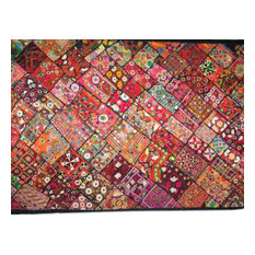 Mogul Interior - Wall Hanging Handmade Vintage Patchwork Sari Tapestry Indian Throw - Tapestries