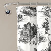 French Country Toile Shower Curtain, White/Charcoal