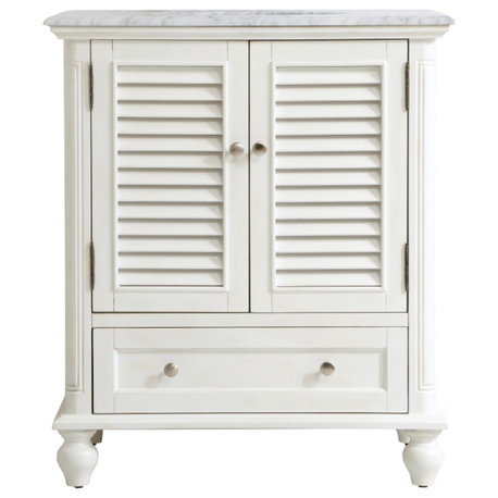 Home Living Single Bathroom Vanity, Antique White, 30"