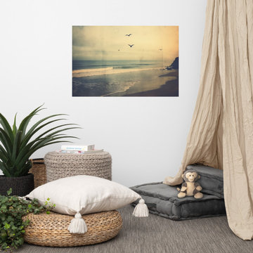 Abstract Beach Art: Coastal Reverie Subdued Retro Coastal Photorealism - Digital
