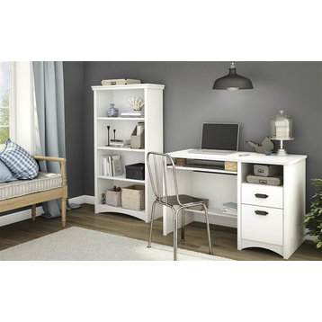 South Shore Gascony Computer Desk With Keyboard Tray, Pure White