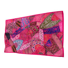 Pink Magnolia Sari Tapestry, Wall Decor, Wall Hanging Tapestry