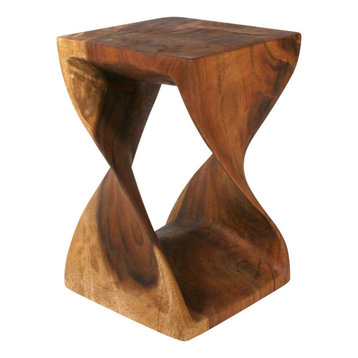 Wooden Twist Table, Walnut, 14"x20"