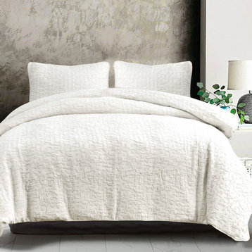 Porto Matelasse Comforter Set, 3PC, Vintage White, Super Queen