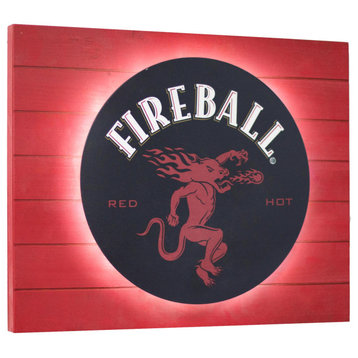 American Art Decor Black Fireball Whisky Vintage Metal Backlit LED Sign