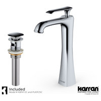 Karran 1-Hole 1-Handle Vessel Faucet With Pop-Up Drain, Chrome