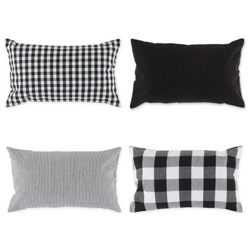 DII 12x20" Modern Cotton Assorted Pillow Cover in Black/White (Set of 4)