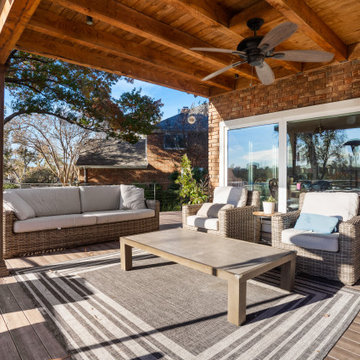 Elevated Curved Deck with Roof Extension Arbor