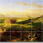Picture-Tiles.com - Thomas Cole Historical Painting Ceramic Tile Mural #173, 72"x48" - Mural Title: The Temple Of Segesta With The Artist Sketching
