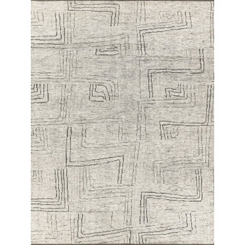 Aldridge Hand-Knotted Wool and Bamboo Silk Gray/Beige/Ivory Area Rug, 9'x12'
