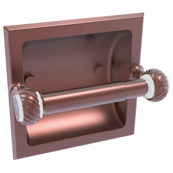 Pacific Grove Recessed Toilet Paper Holder with Twist Accent, Antique Copper