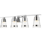 Z-Lite - Ethos 4 Light Bathroom Vanity Light, Chrome - Enticing and breathtaking, the shiny chrome steel and seedy glass elements that create this four-light vanity fixture add an amazing quality to any bath space. Offering energy-saving LED-integrated technology, its form and function together are inspiring.