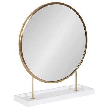 Maxfield Round Tabletop Mirror, White, 18x22