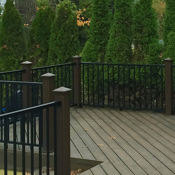 Backyard sun deck and stair access