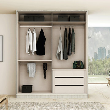 Wooden Sliding Wardrobe With Pocket Door System in Light Grey! Inspired Elements
