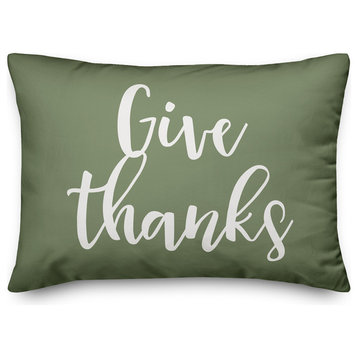 Give Thanks Lumbar Pillow, Green, 14"x20"
