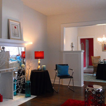 Broad Ripple bungalow with mirrored fireplace
