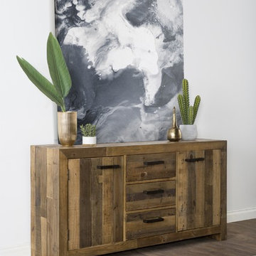 Norman Reclaimed Pine 3 Drawer 2 Door Buffet Distressed Natural