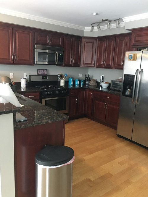 Should I Paint My Cherry Cabinets White, Best Paint Color For Kitchen With Dark Cherry Cabinets
