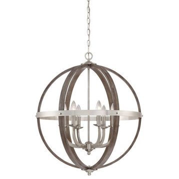 Quoizel Lighting - Fusion Chandelier 6 Light Steel/Wood - 28.5 Inches