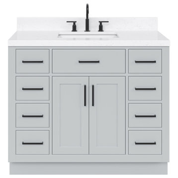 Ariel Hepburn 42" Single Rectangle Sink Vanity, Carrara Quartz, Gray