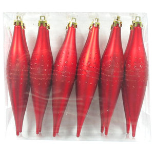 Red Queens of Christmas WL-FIN-12PK-SFLN-RE Decorative Finial Ornament with Snowflake and Line Glitter Design Red Queens of Christmas WL-FIN-12PK-SFLN-RE Decorative Finial Ornament with Snowflake and Line Glitter Design