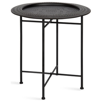 Razza Round Metal Side Table, Black 19x19x20