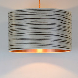 White Stripe Drum Pendant - Pendant Lighting