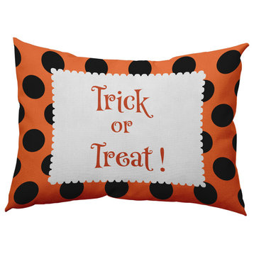 Trick or Treat Dots Accent Pillow, Traditional Orange, 14"x20"